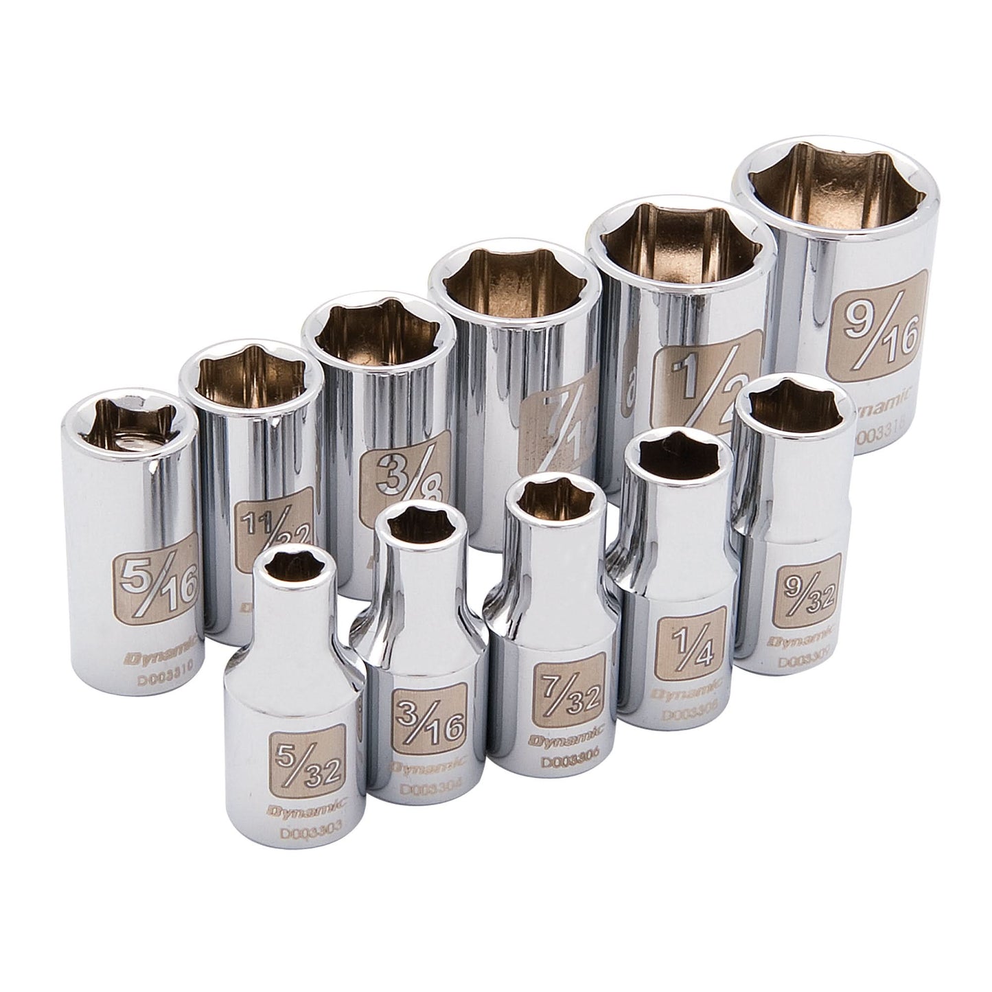 6-Point SAE Socket Set, 11 Pcs, 1/4" Drive Size