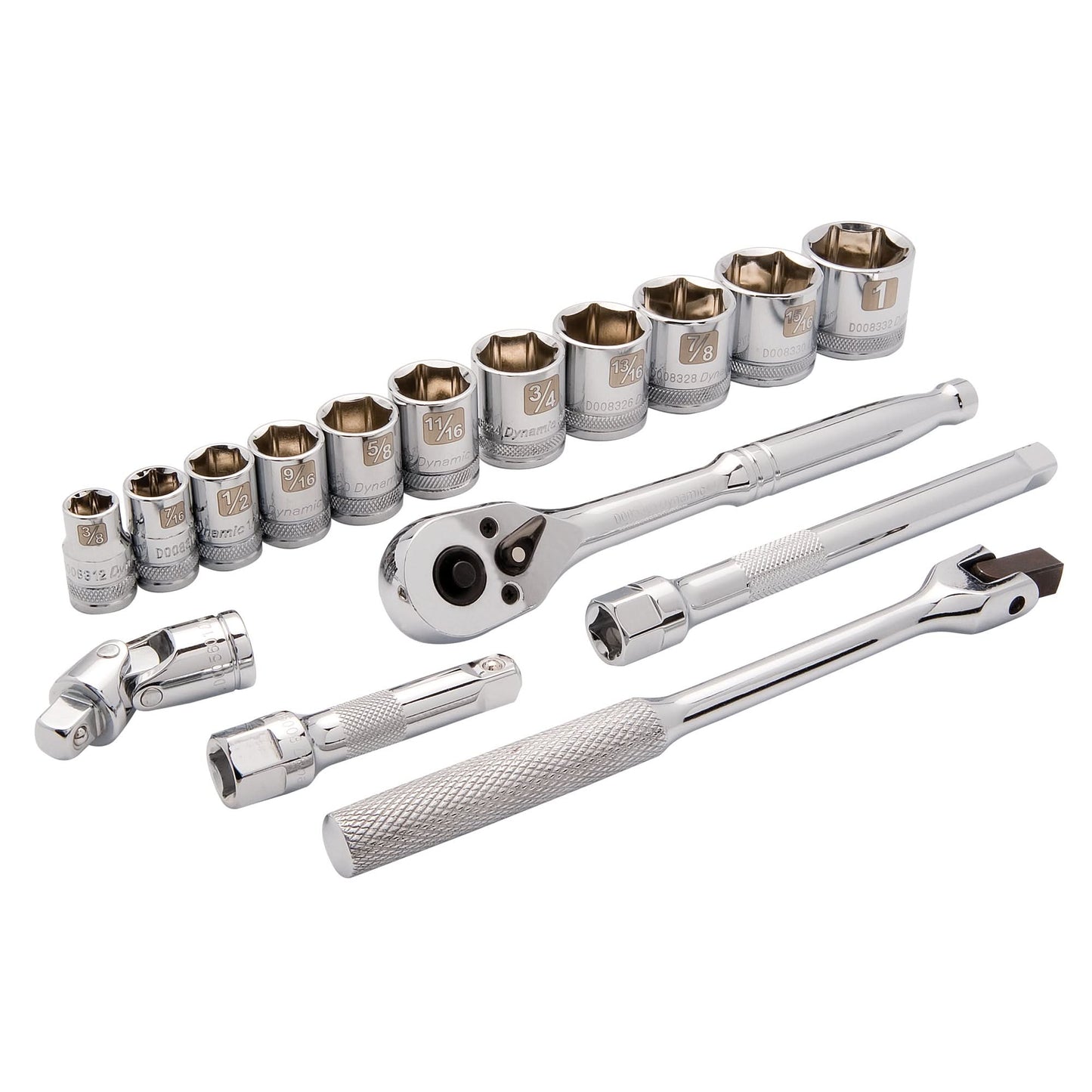 SAE Socket Set, 16 Pcs, 3/8" Drive Size