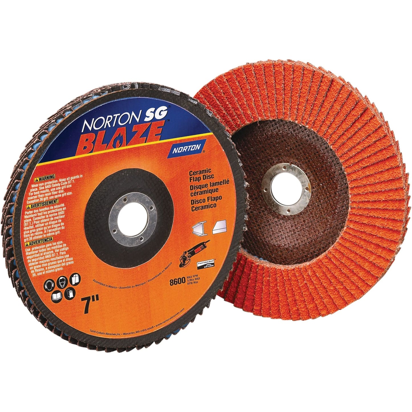 Flap Wheels- Sg Blaze R980, 4-1/2" x 7/8", Type 29, 36 Grit, Ceramic