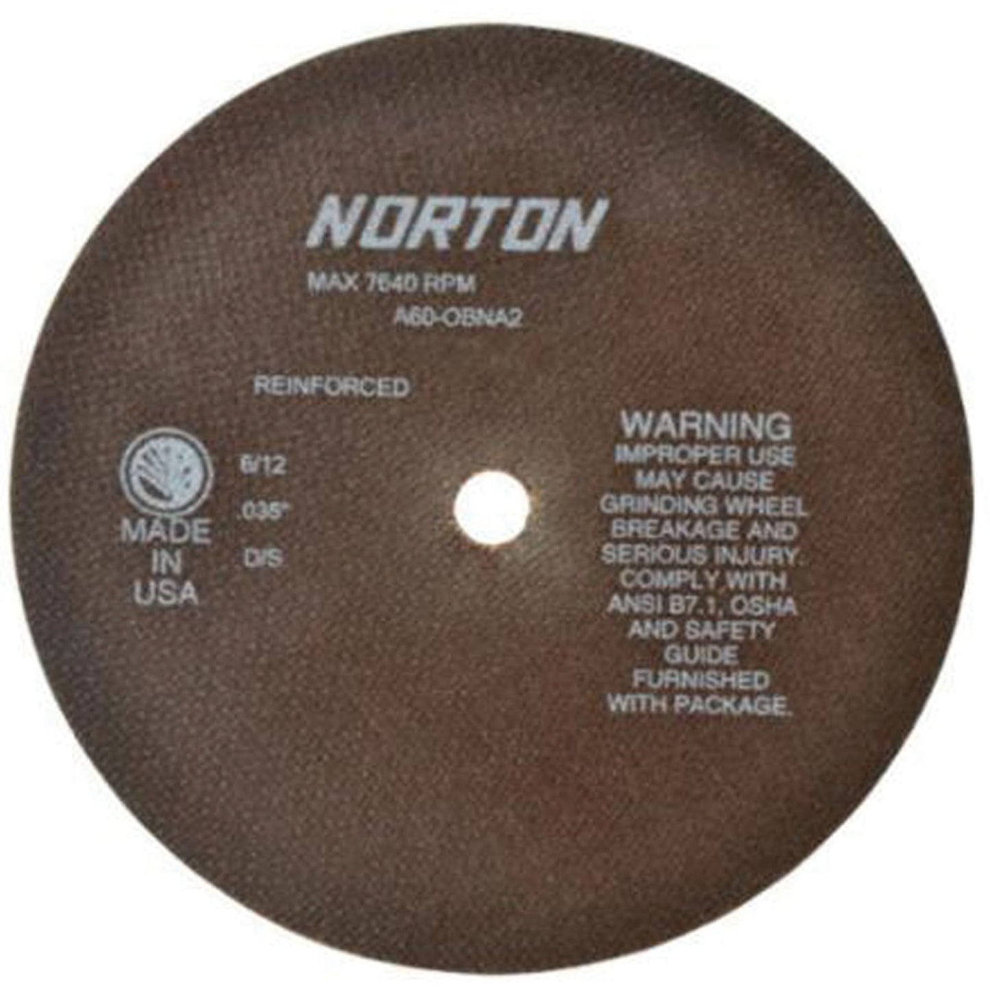 Reinforced Tool Room Cut-Off Wheels, 8" x 0.035", 5/8" Arbor, Type 01/41, Aluminum Oxide, 7640 RPM