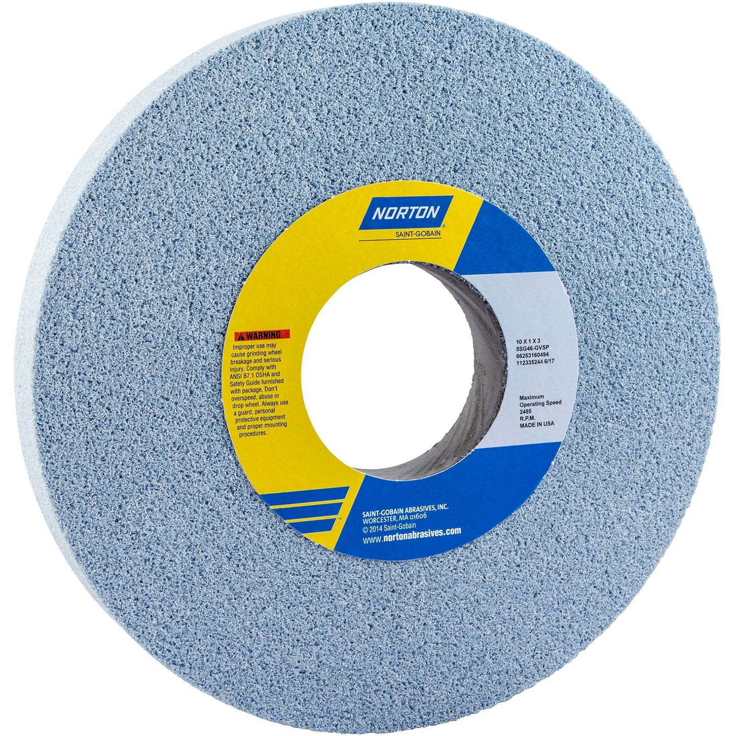 Tool Room Wheel, Type 01, Ceramic Alumina, 10" x 1"