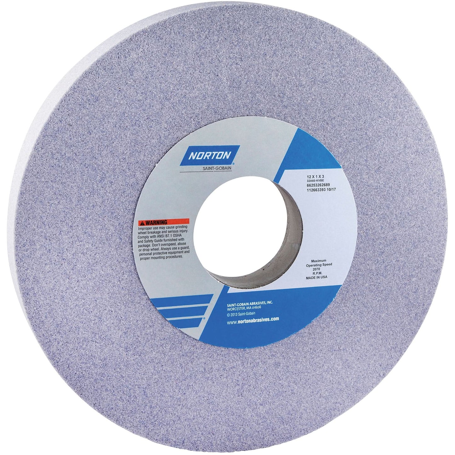 Tool Room Wheel, Type 01, Aluminum Oxide, 12" x 1"