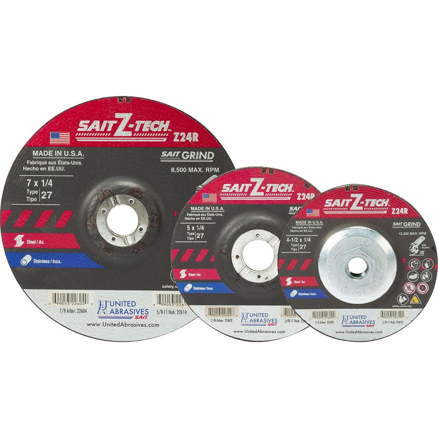 Sait Z-Tech™ Z24R Grinding Wheel, 9" x 1/4", 7/8" Arbor, Zirconium, Type 27