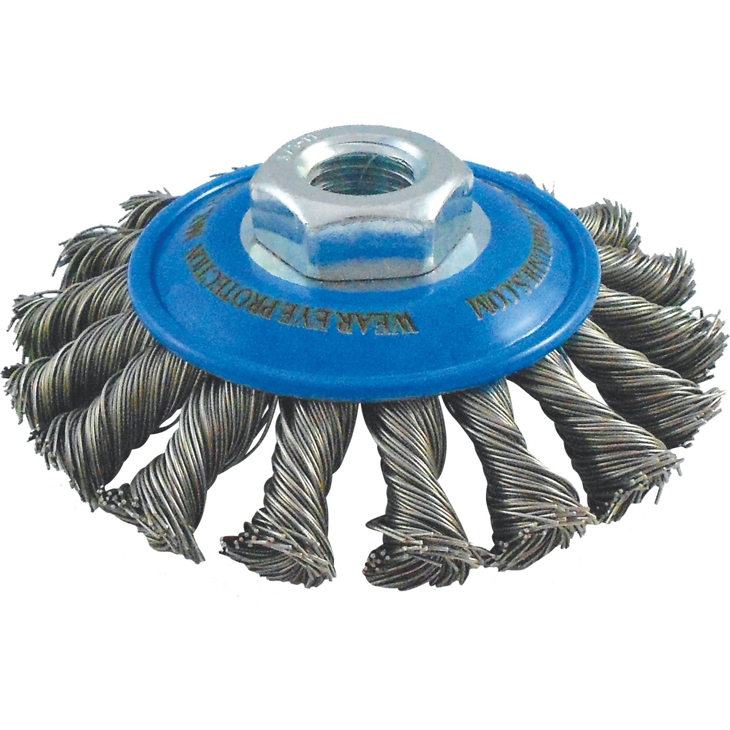 Brosses soucoupes à fils torsadés, 10,16 cm de diamètre, remplissage de 0,02 po, arbre de 5/8"-11, acier inoxydable