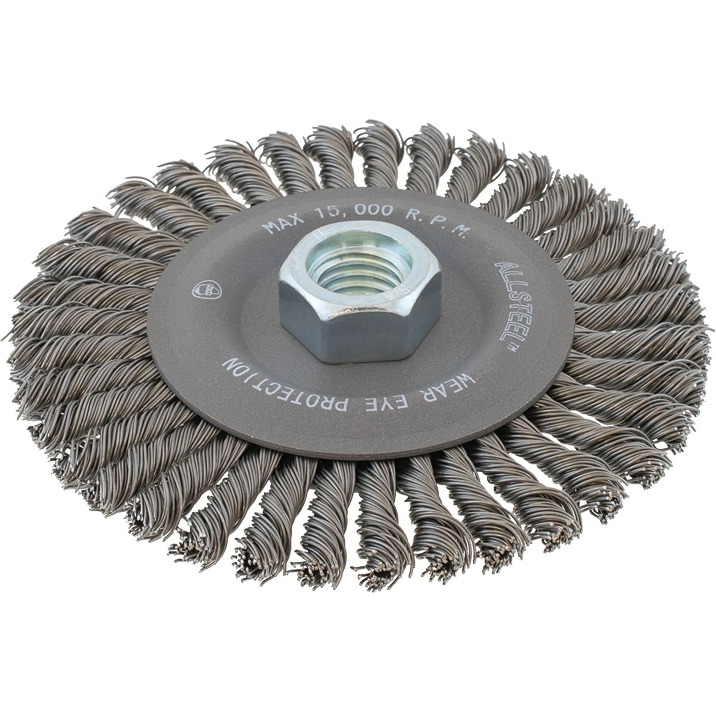 AllSteel™ Stringer Bead Wire Brush, 4-1/2" Dia., 0.02" Fill, 5/8"-11 Arbor, Steel
