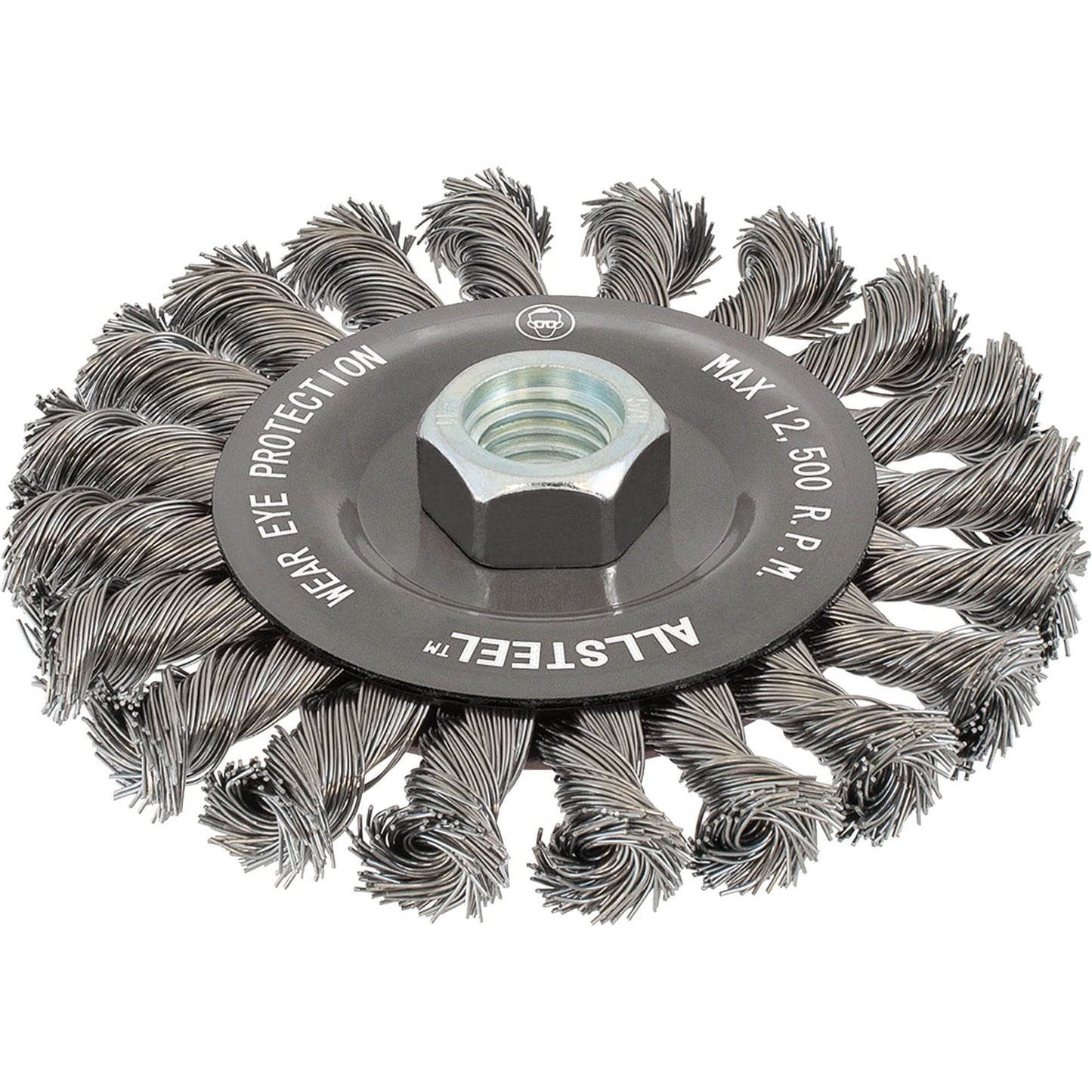 AllSteel™ Wire Brush, 5" Dia., 0.02" Fill, 5/8"-11 Arbor, Steel