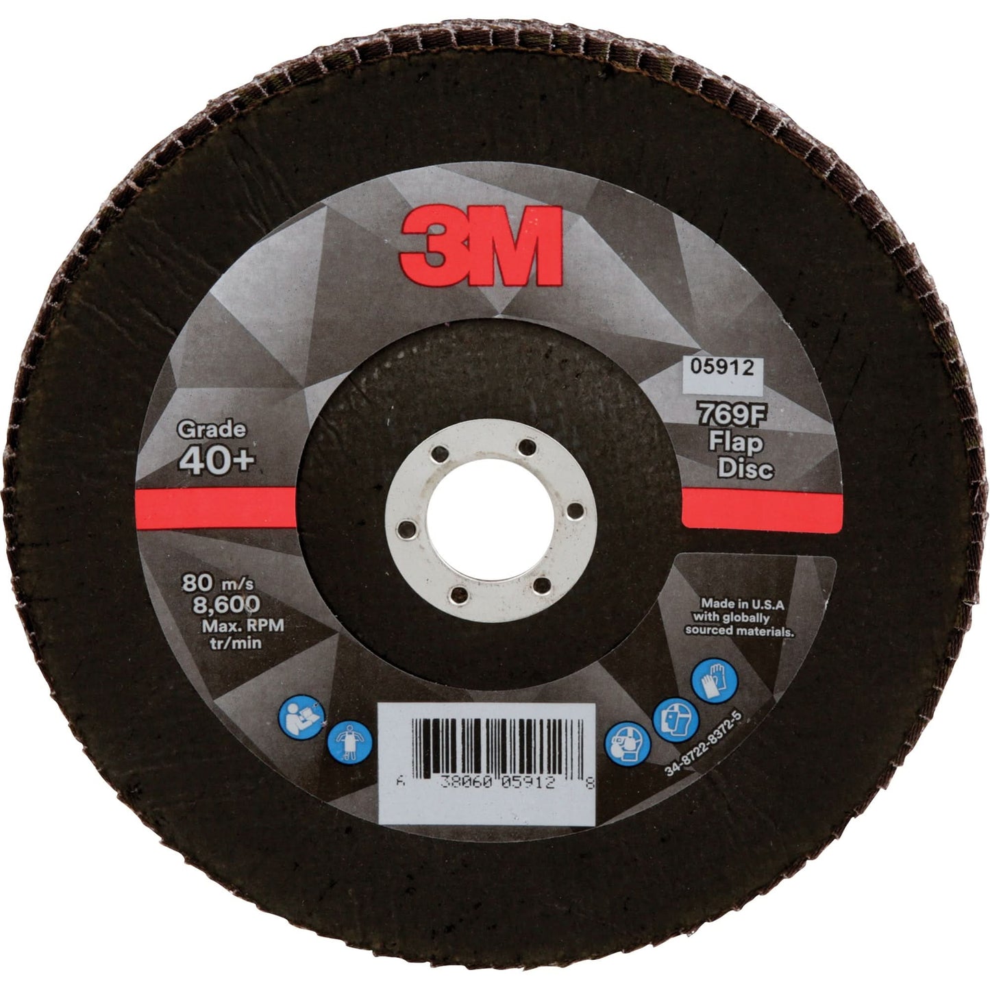 769F Quick Change Flap Disc, 7" x 5/8"-11, Type 29, 40+ Grit, Aluminum Oxide/Ceramic