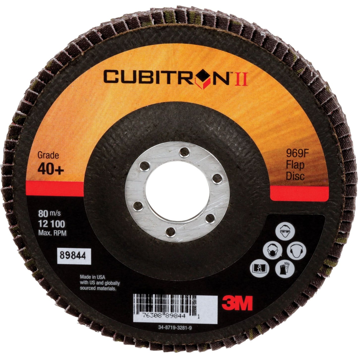 Cubitron™ II 969F Flap Disc, 5" x 7/8", Type 27, 40+ Grit, Ceramic
