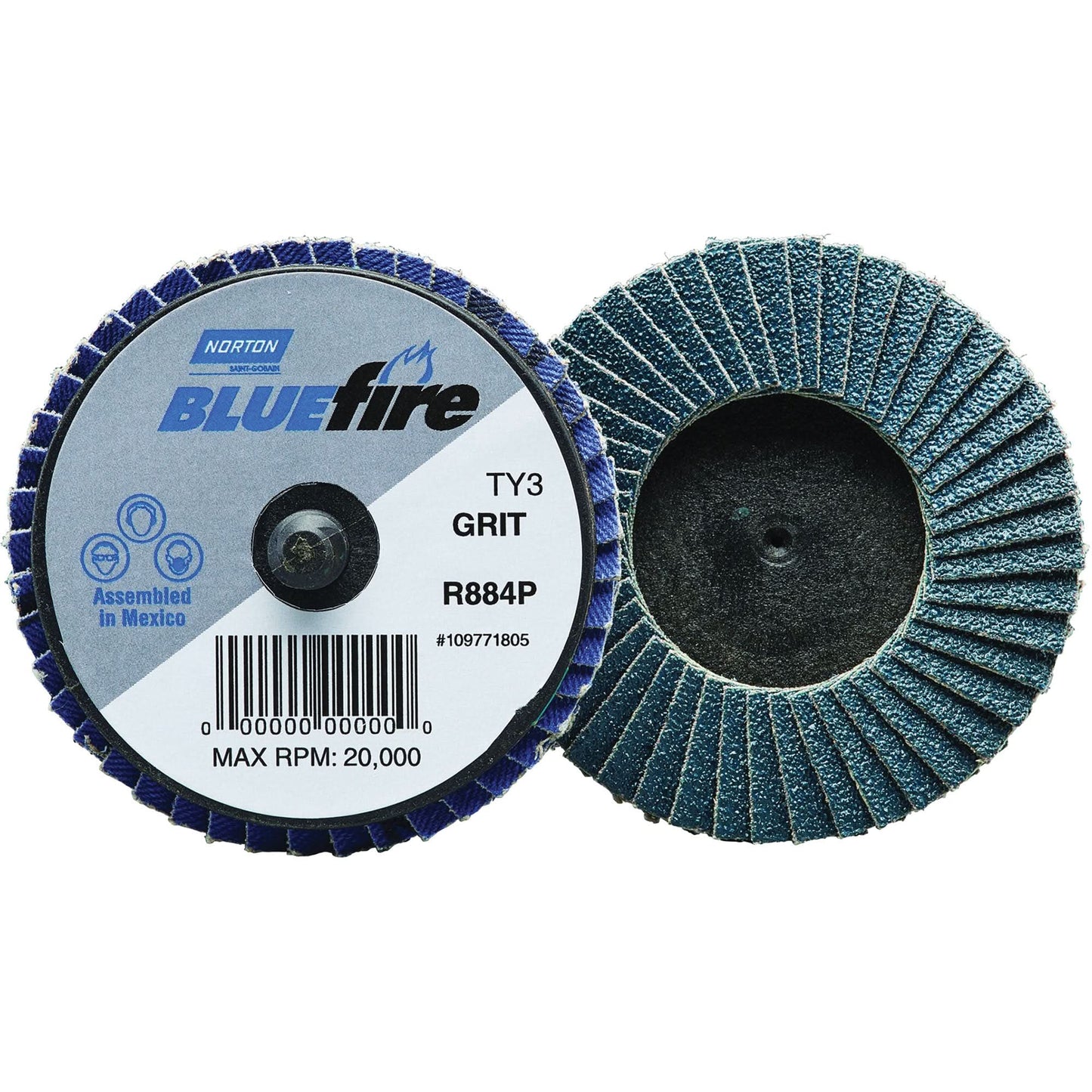 BlueFire® R884P Plastic Flat Mini Flap Disc, 2" x Type 27, P60 Grit, Zirconia Alumina