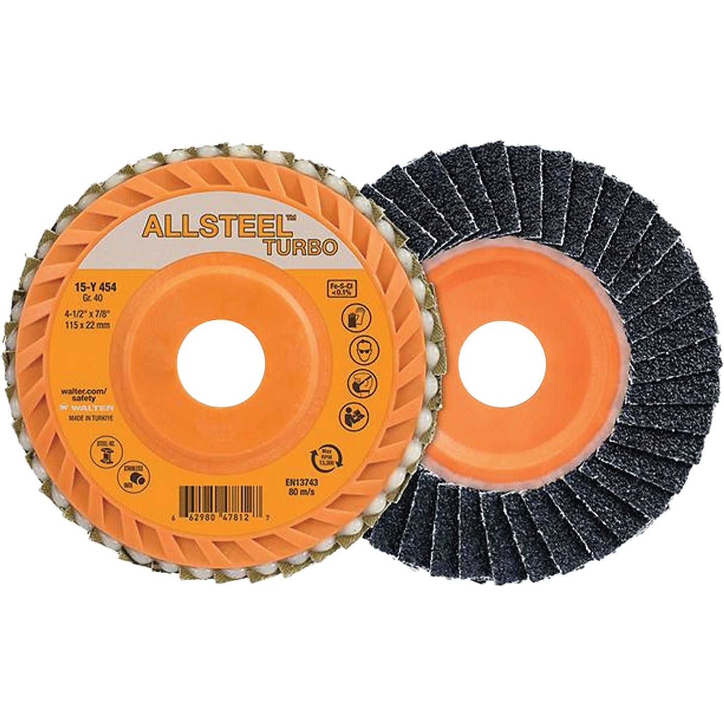 ALLSTEEL™ Turbo Flap Disc, 5" x 7/8", 80 Grit, Zirconia Alumina