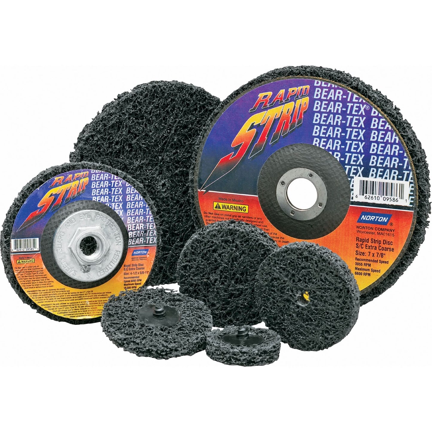 Bear-Tex Rapid Strip Discs, 4-1/2" Dia., Extra Coarse Grit, Silicon Carbide