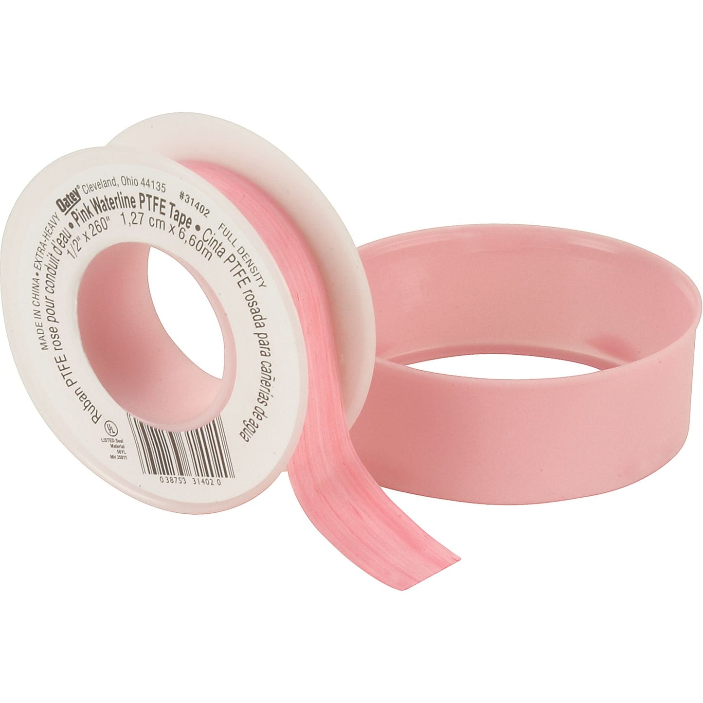 Ruban de Téflon® - Filetage pour conduites d'eau, 260" L x 1/2" l, Rose