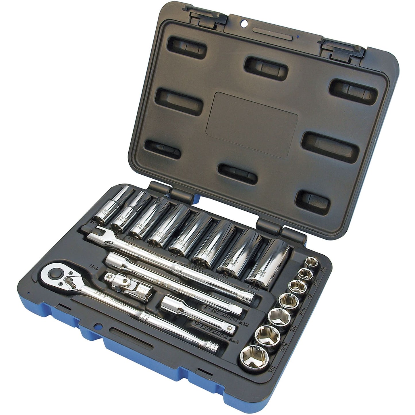 SW3821-6 6-Point SAE Socket & Socket Wrench Set, 21 Pcs, 3/8" Drive Size, Deep