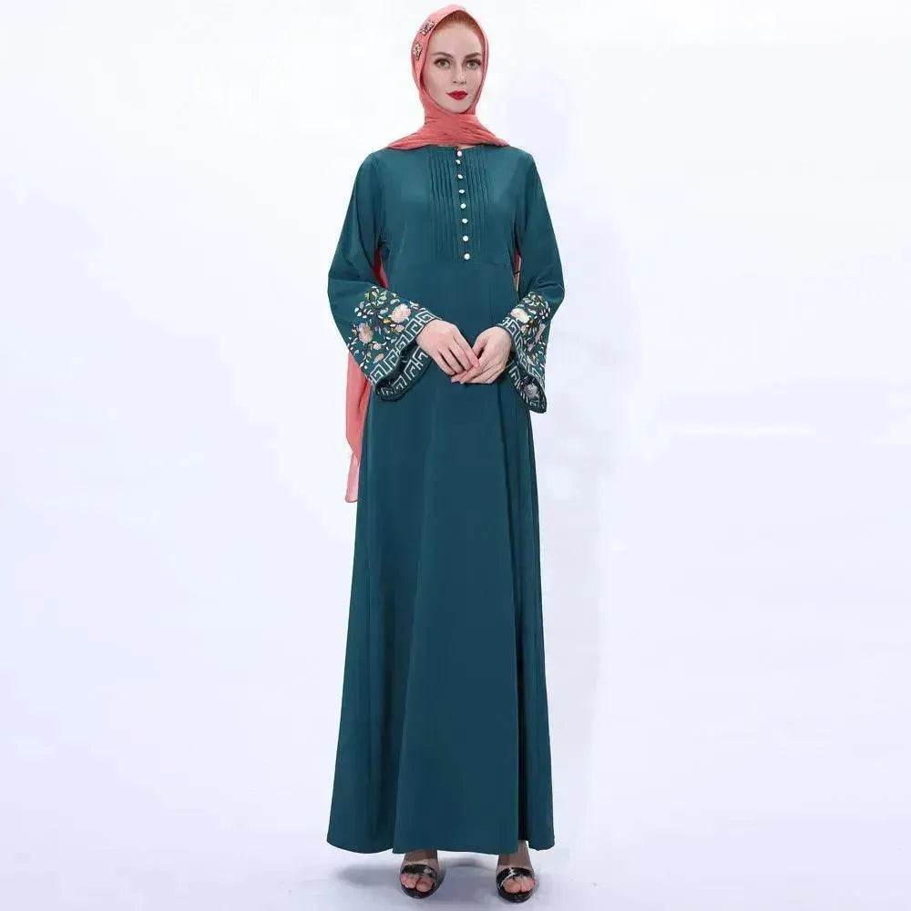 Retro slim Arab women's Embroidered Abaya dress