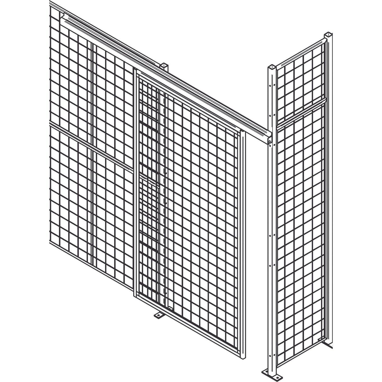 Heavy-Duty Wire Mesh Partition Sliding Door, 8' W x 8' H