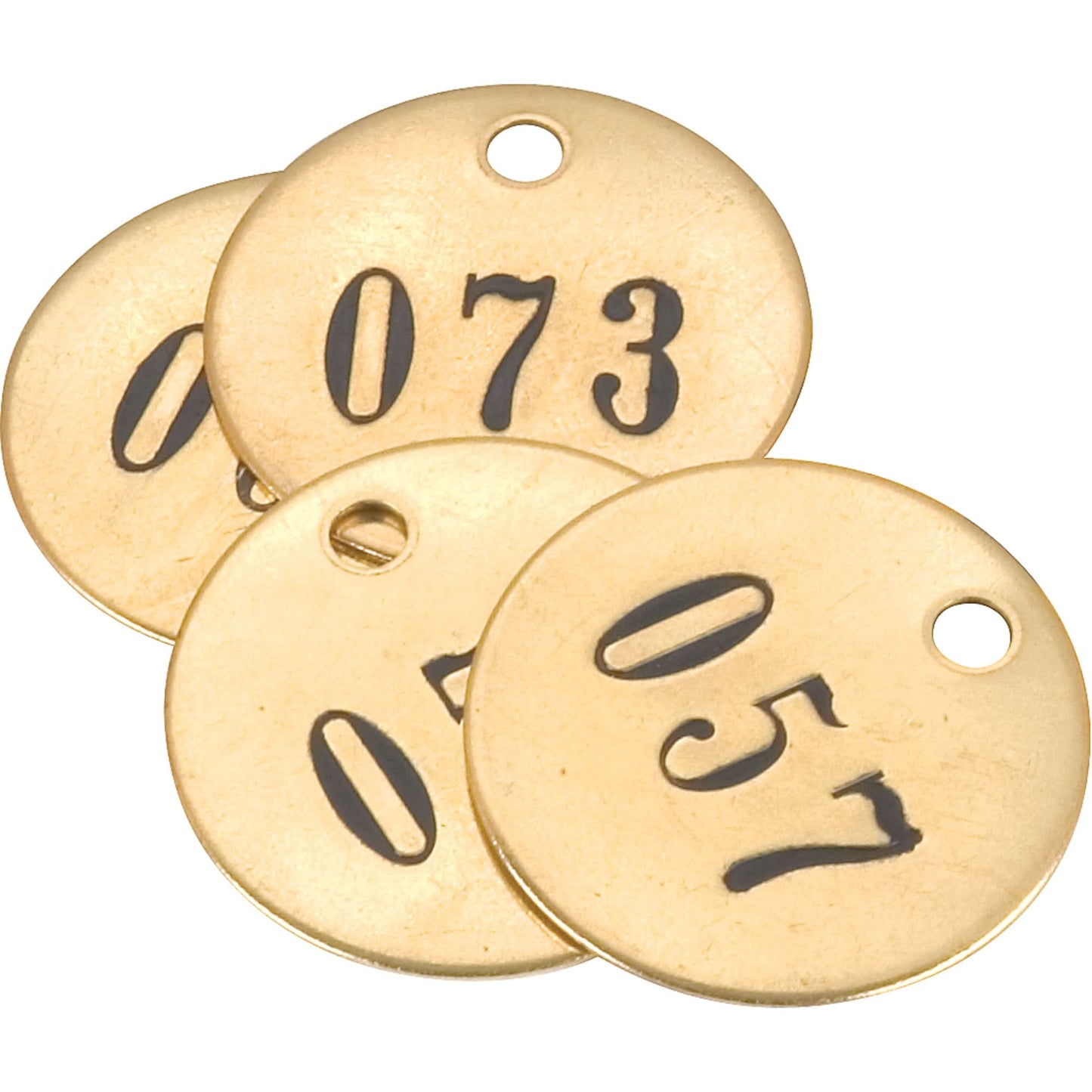 Numbered Tags, # 001 - 025, Brass, 1" dia
