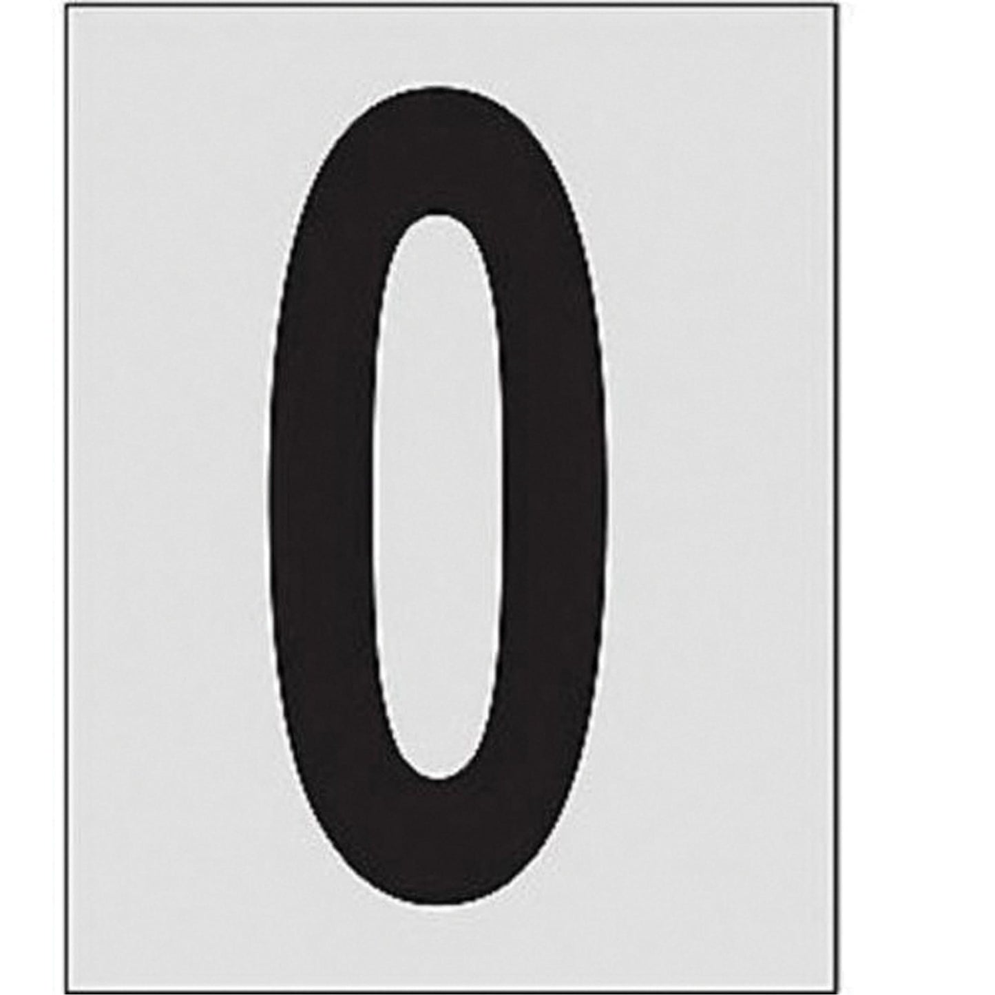 Reflective Individual Number and Letter Labels, 0, 1" H, Black on Silver