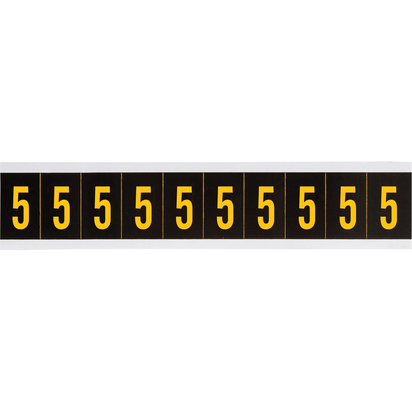 Individual Number and Letter Labels, 5, 2" H, Yellow on Black