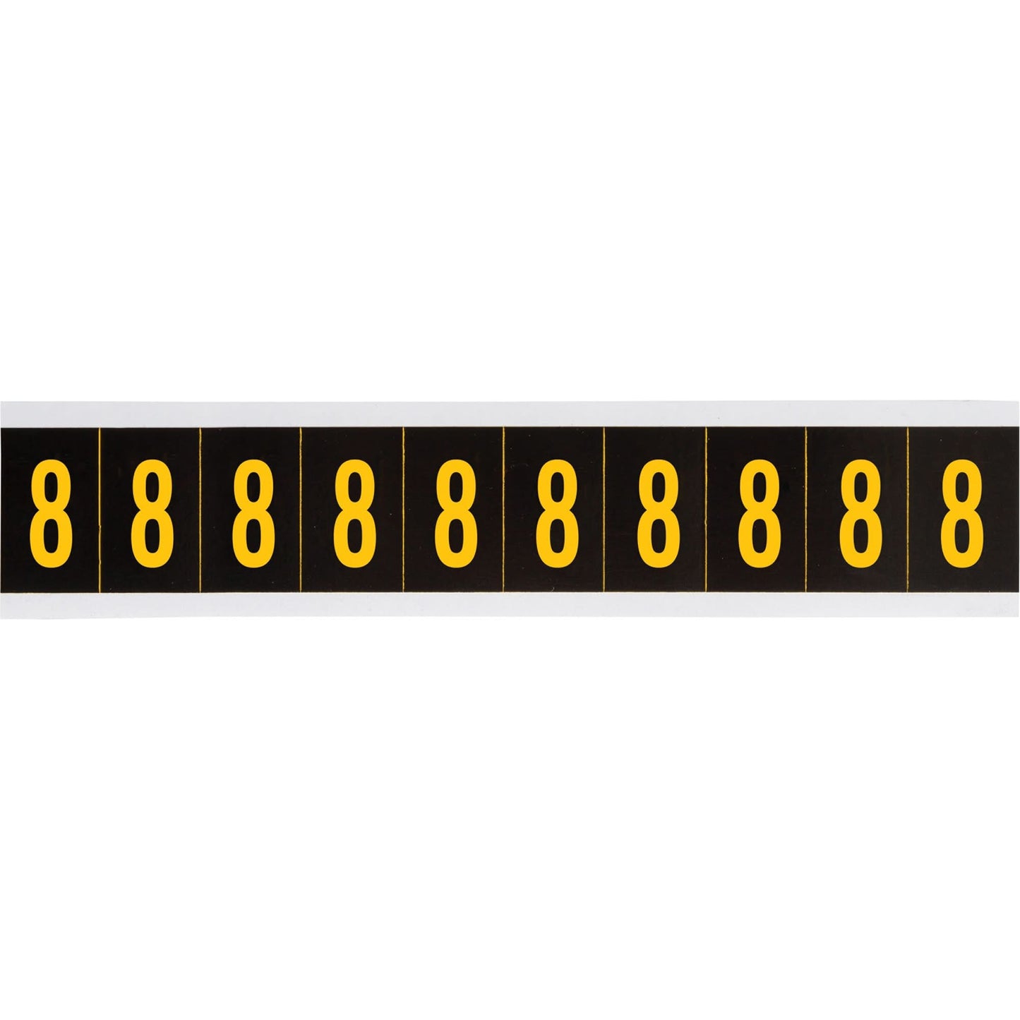 Individual Number and Letter Labels, 8, 2" H, Yellow on Black