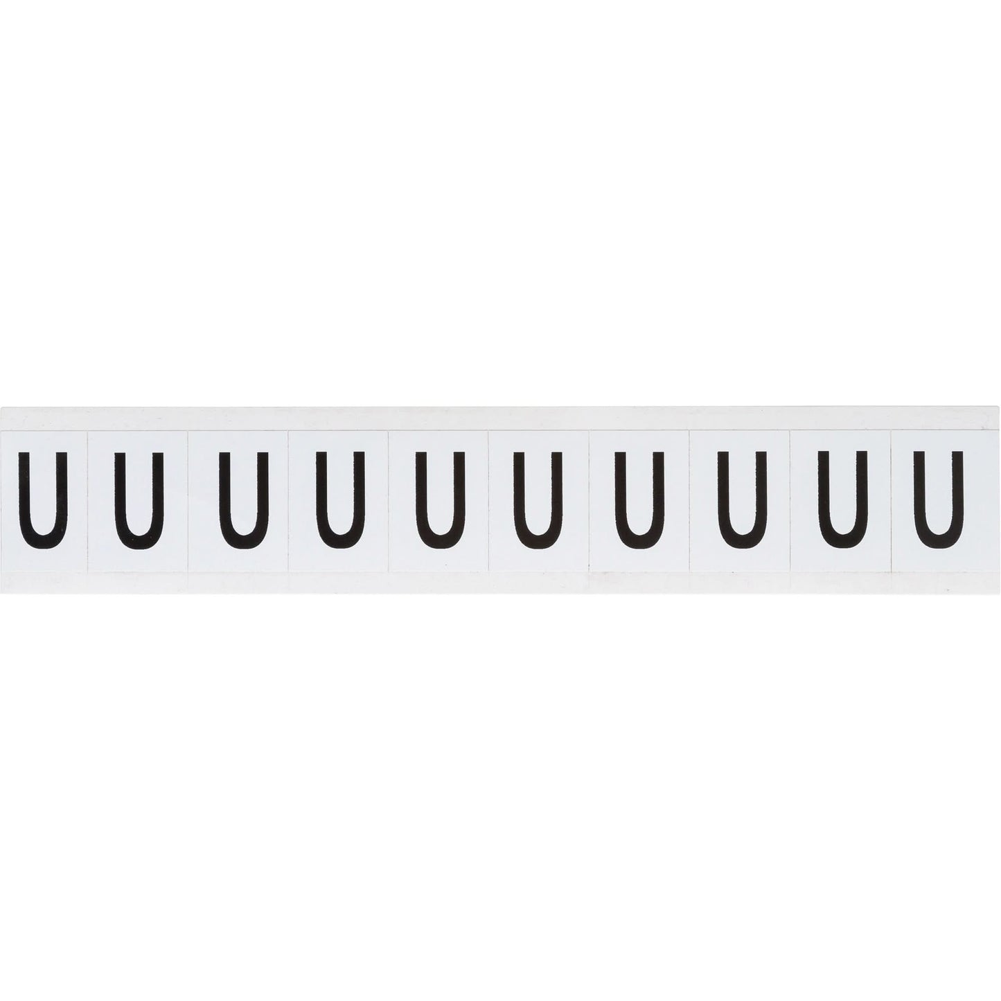Individual Number & Letter Labels, U, 1" H, Black on White