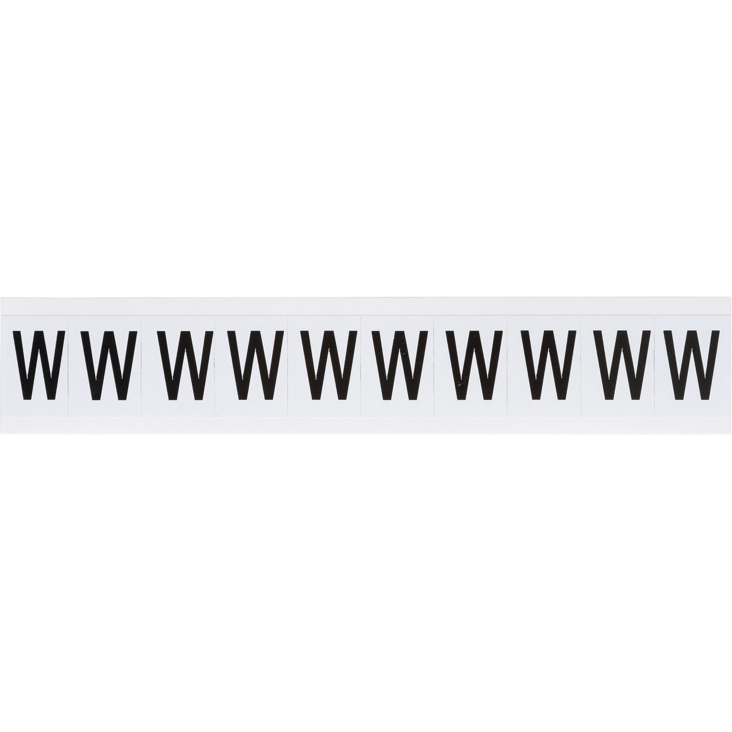 Individual Number & Letter Labels, W, 1" H, Black on White