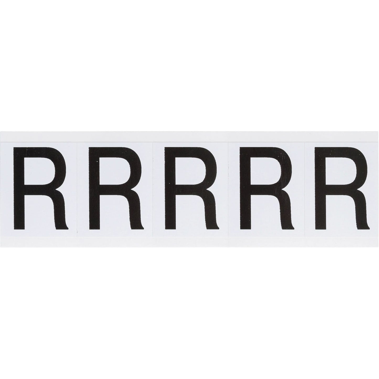 Individual Number & Letter Labels, R, 2" H, Black on White