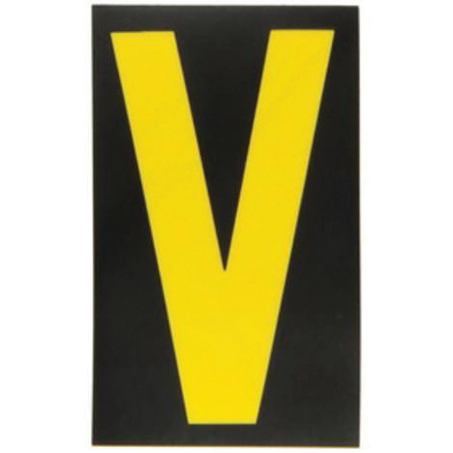 Reflective Individual Number & Letter Labels, V, 2-1/2" H, Yellow on Black