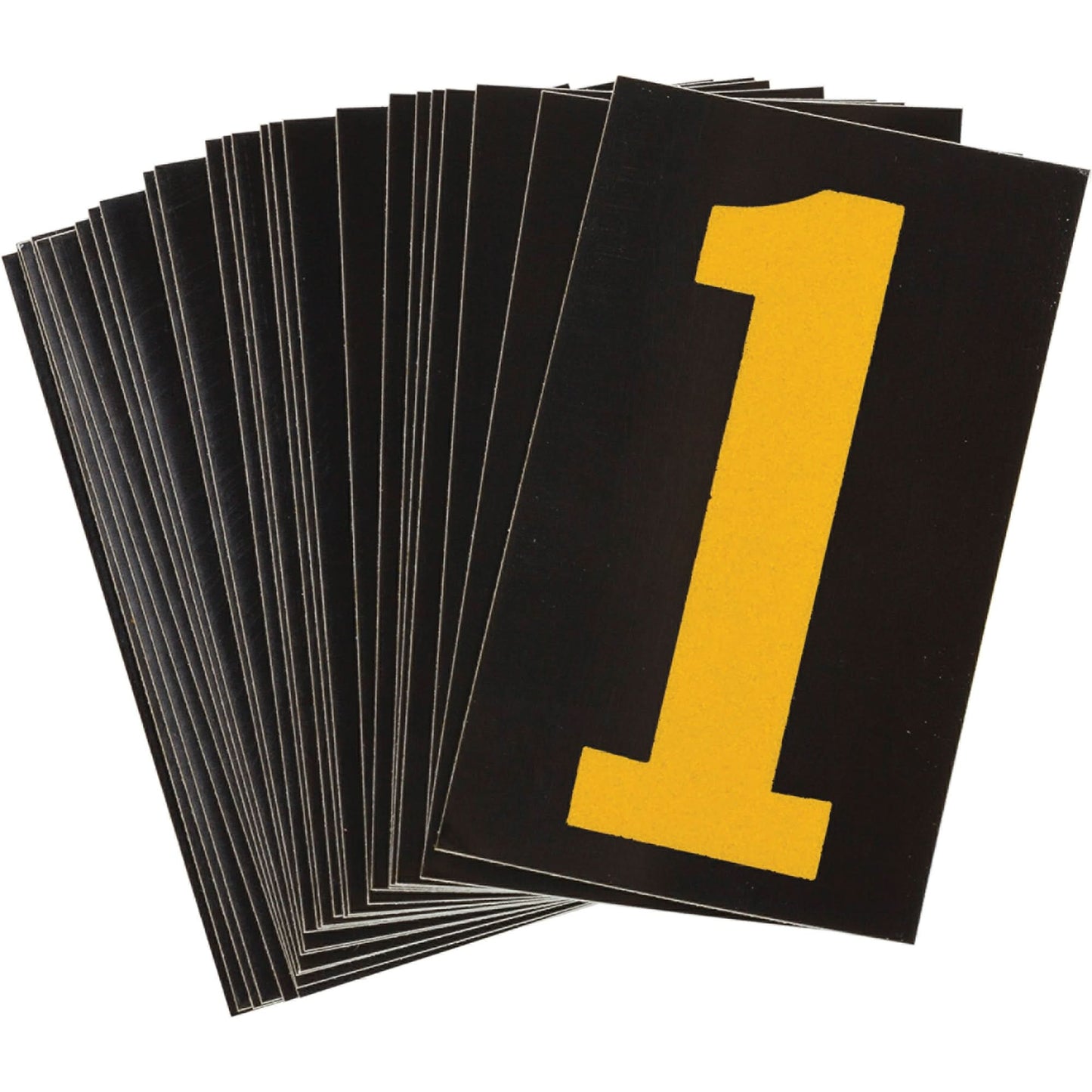 Reflective Individual Number and Letter Labels, 1, 1-1/2" H, Yellow on Black