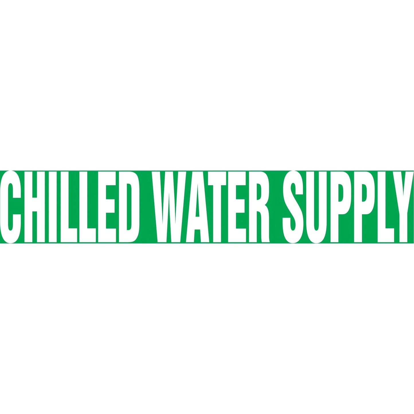 "Chilled Water Supply" Pipe Marker, Self-Adhesive, 1" H x 8" W, White on Green