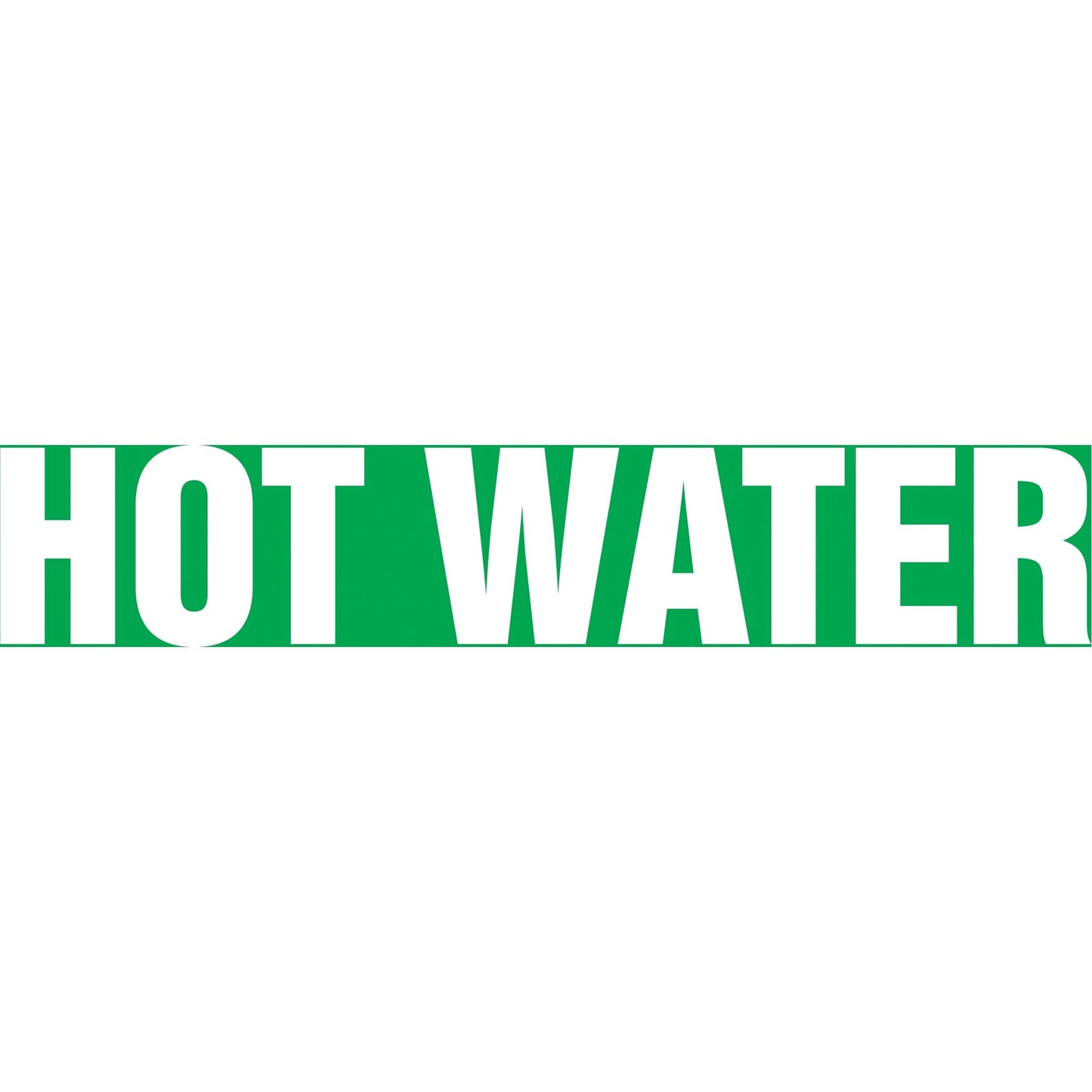 "Hot Water" Pipe Marker, Self-Adhesive, 1-1/2" H x 8" W, White on Green
