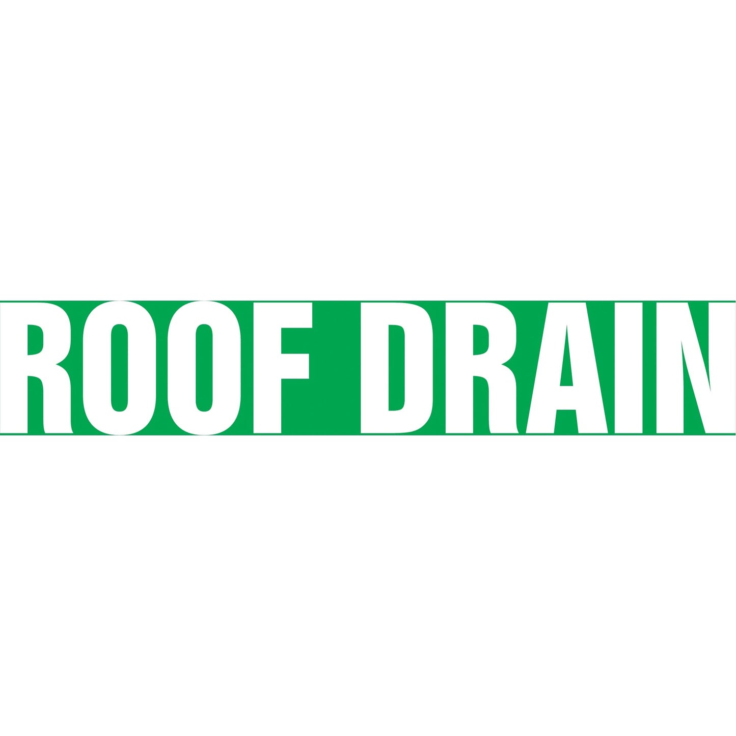 "Roof Drain" Pipe Marker, Self-Adhesive, 1-1/2" H x 8" W, White on Green