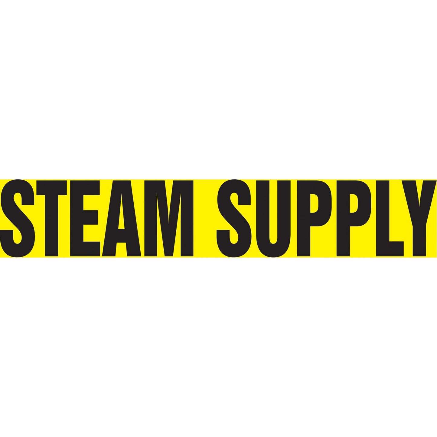"Steam Supply" Pipe Marker, Self-Adhesive, 1" H x 8" W, Black on Yellow