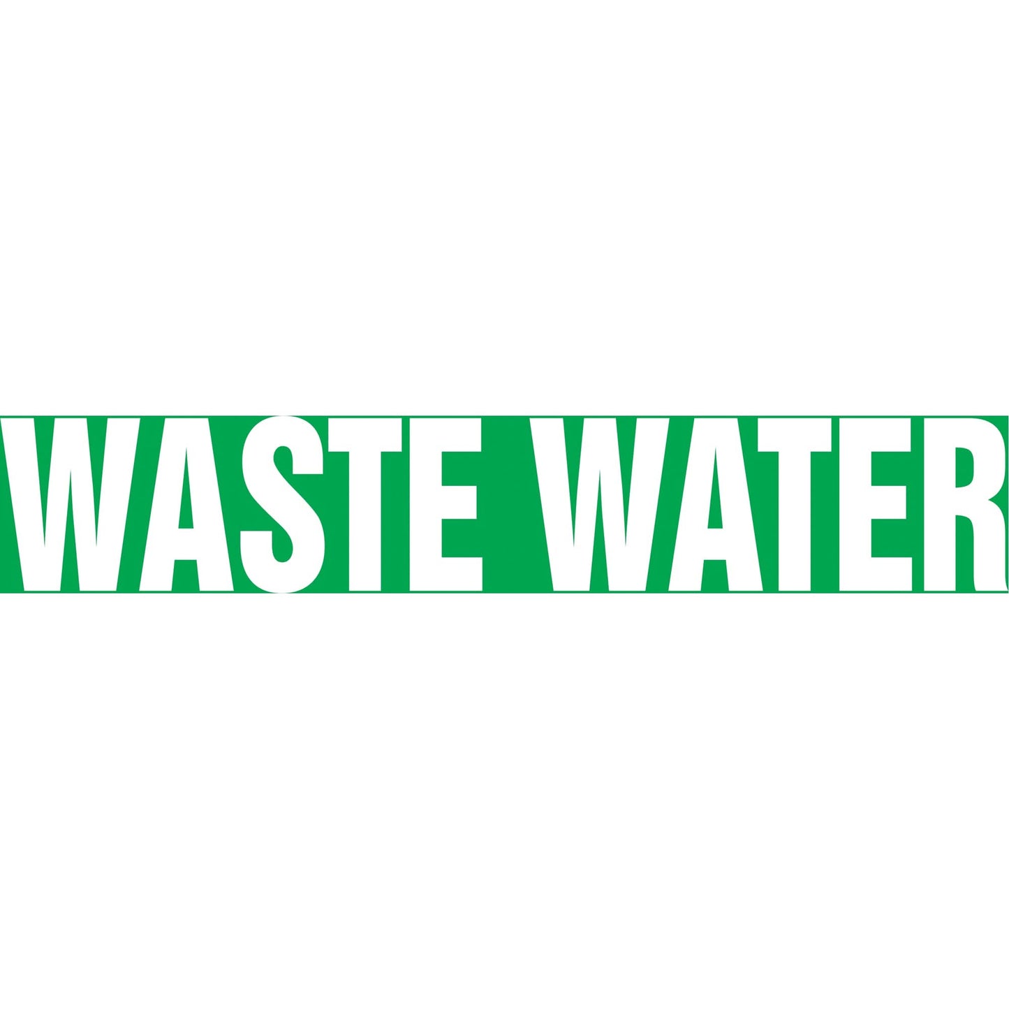 "Waste Water" Pipe Marker, Self-Adhesive, 1-1/2" H x 8" W, White on Green