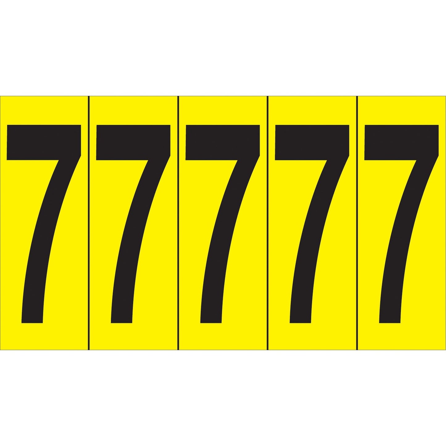 Individual Adhesive Number Markers, 7, 3-7/8" H, Black on Yellow