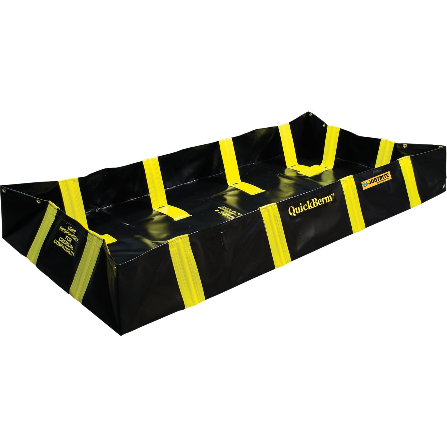 QuickBerm® Containment Berm with Inside Wall Supports, 235 US gal. Capacity, 4' W x 8' L x 12" H, Snap-Up Bracket