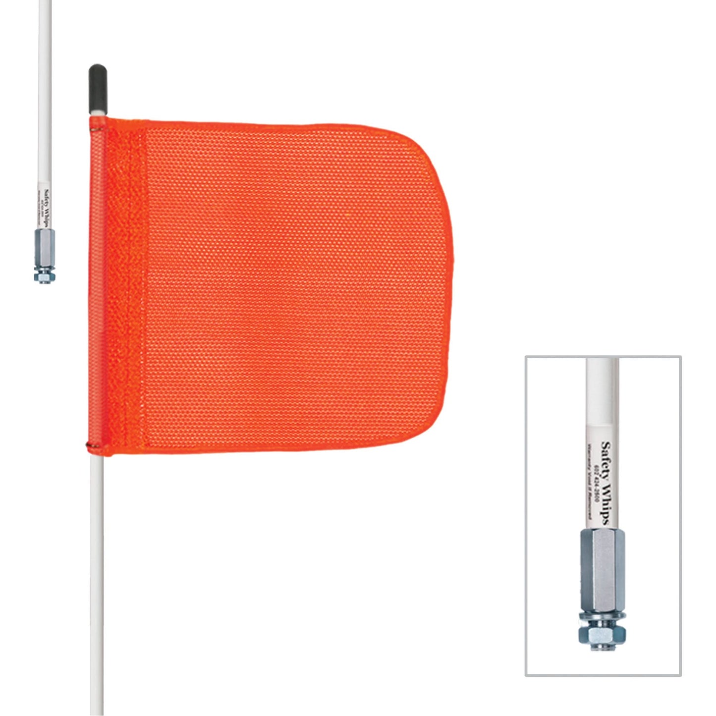 Safety Whip® Heavy-Duty Whips, Threaded Mount, 6' High, Orange