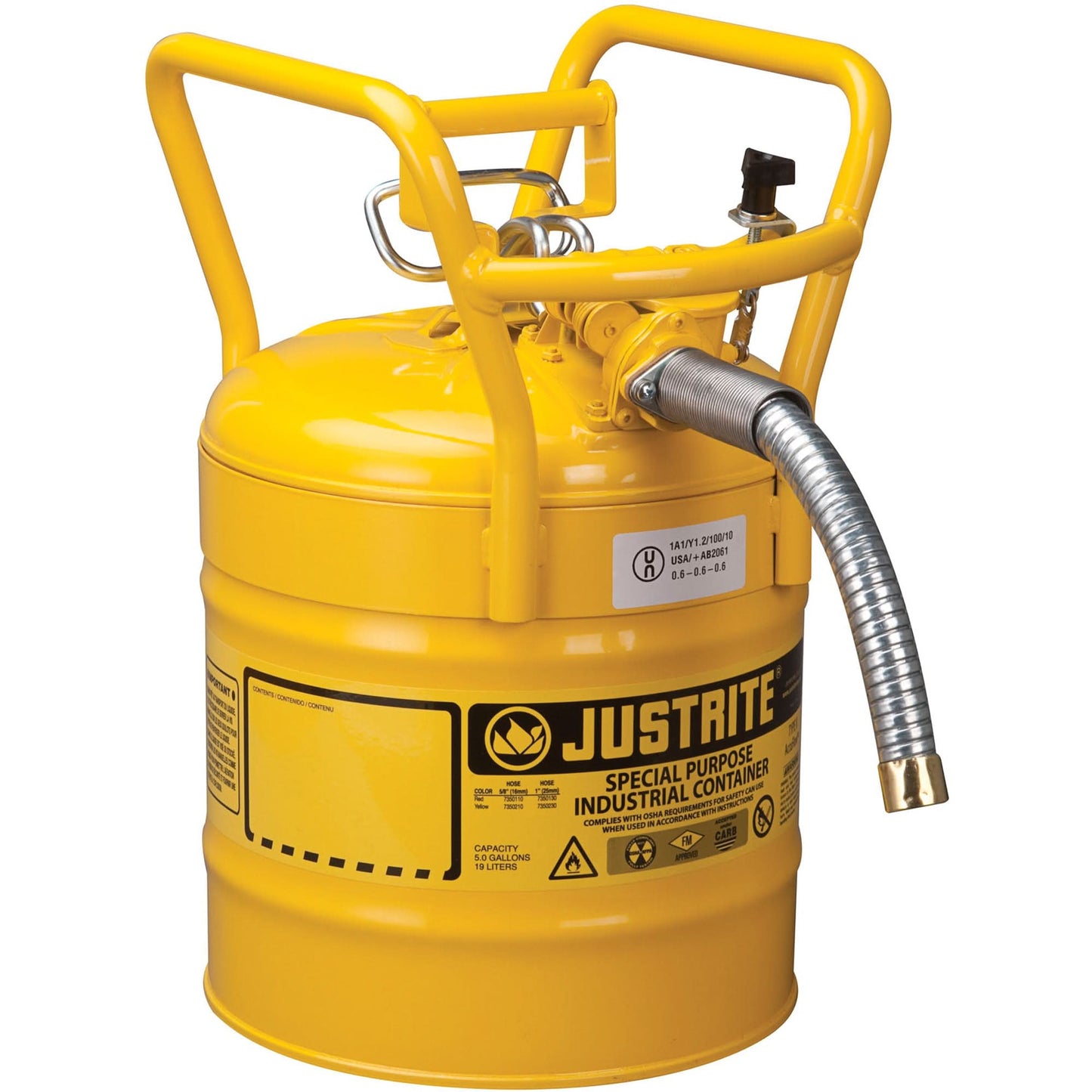 Bidons de sécurité AccuFlow™ de l'USDA, type II, acier, 5 gal. US, jaunes, homologués FM
