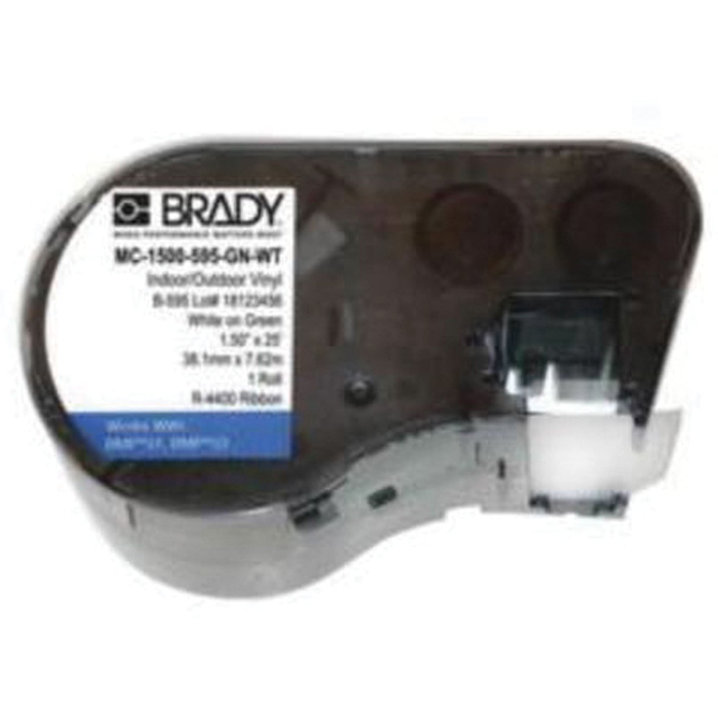 Printer Tape, Vinyl, White on Green, 1.5" Width