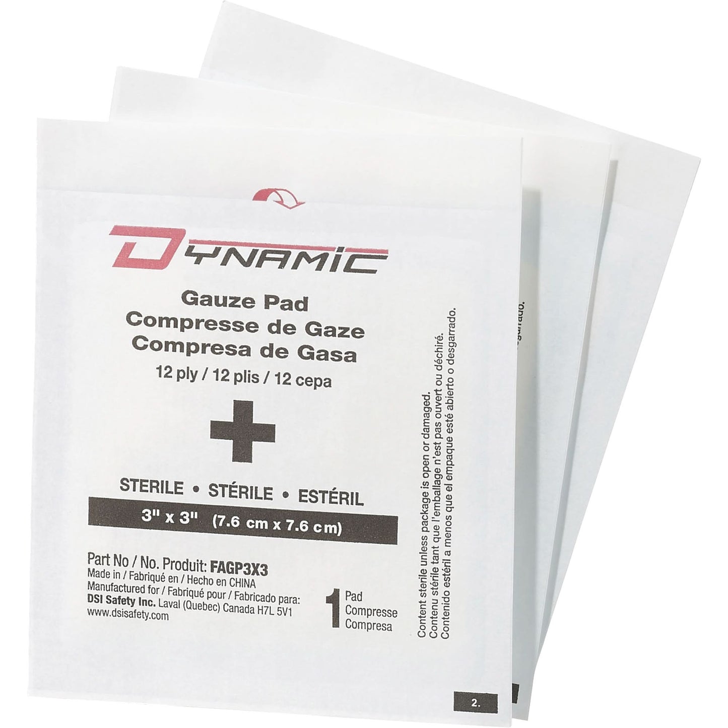 Compresse Dynamic™, 7,62 cm L x 7,62 cm l, Stérile, Dispositif médical de classe 1
