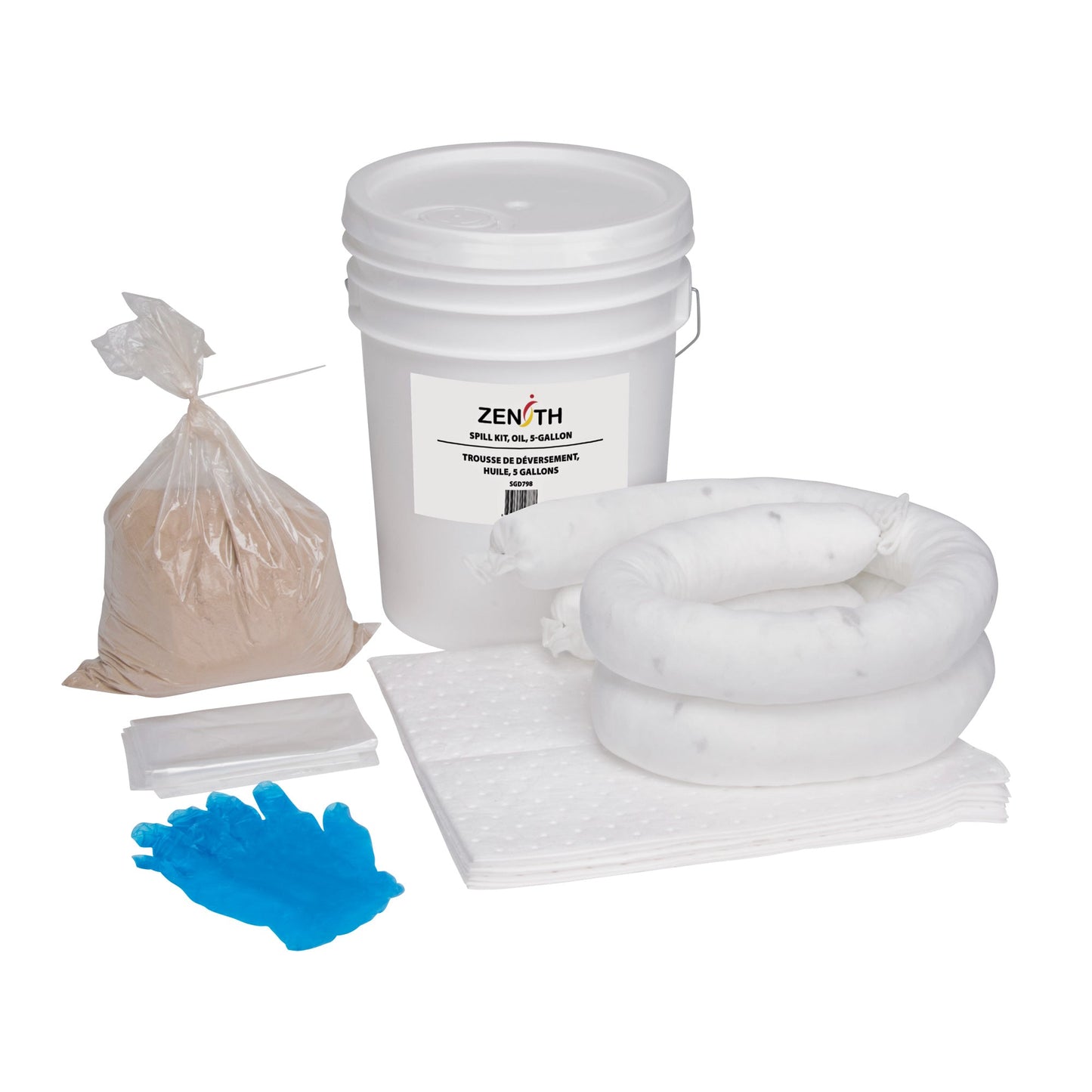 Spill Kit, Oil Only, Pail, 5 US gal. Absorbancy