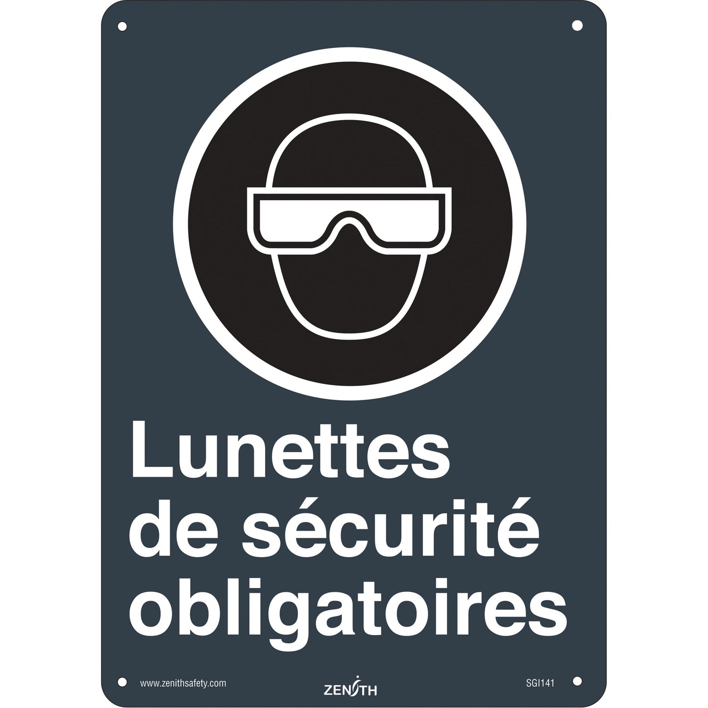 Lunettes de sécurité CSA Standard Safety Sign, 14" x 10", Plastic, French with Pictogram