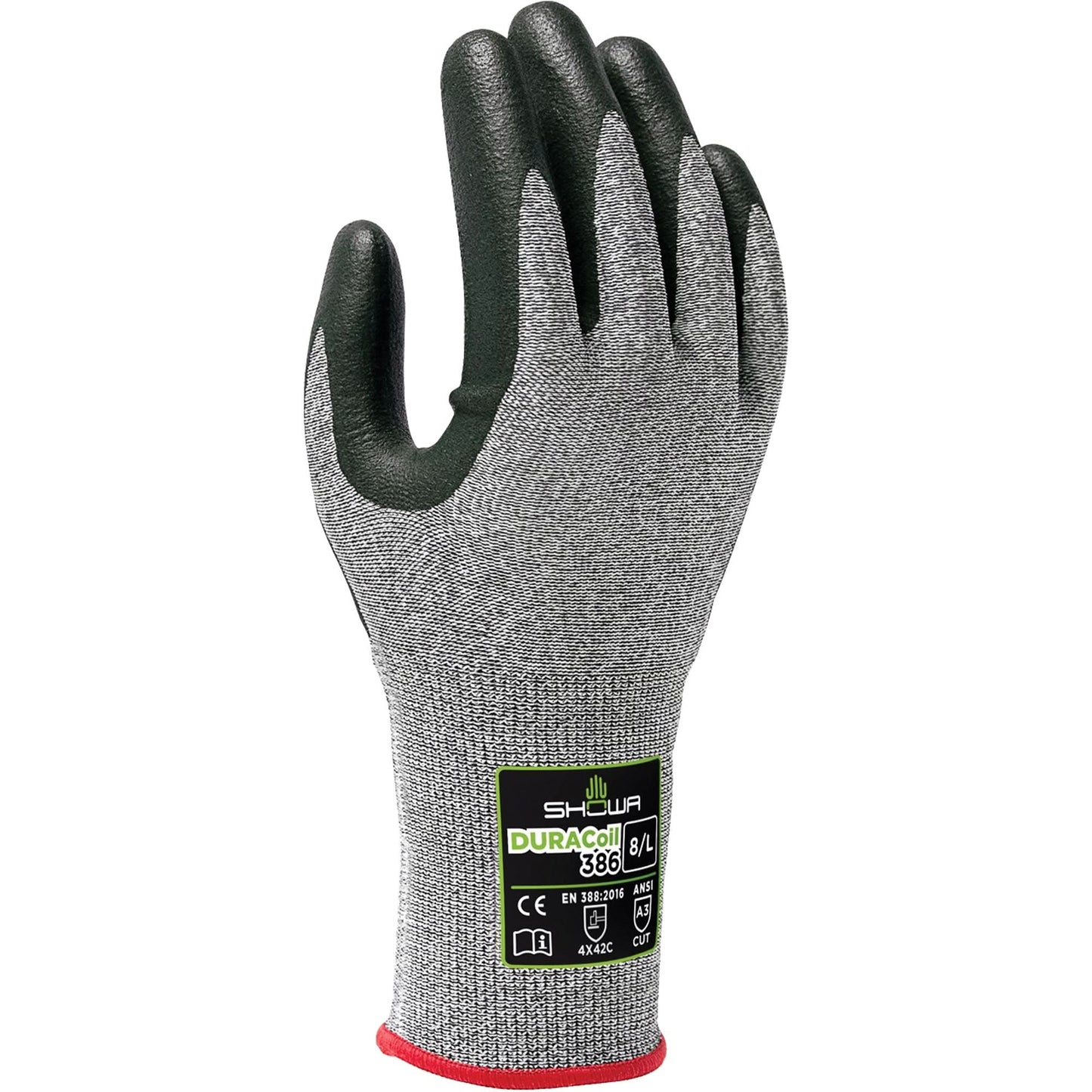 386 Cut Resistant Gloves, Size X-Large/9, 13 Gauge, Nitrile Coated, HPPE Shell, ANSI/ISEA 105 Level 3/EN 388 Level C
