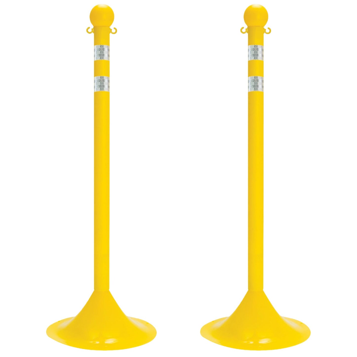 Light-Duty Reflective Stanchion Set, 41" High, Yellow