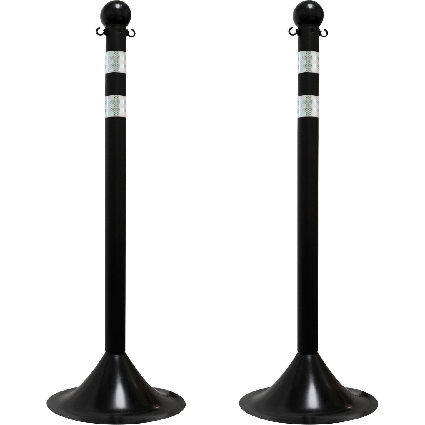 Light-Duty Reflective Stanchion Set, 41" High, Black