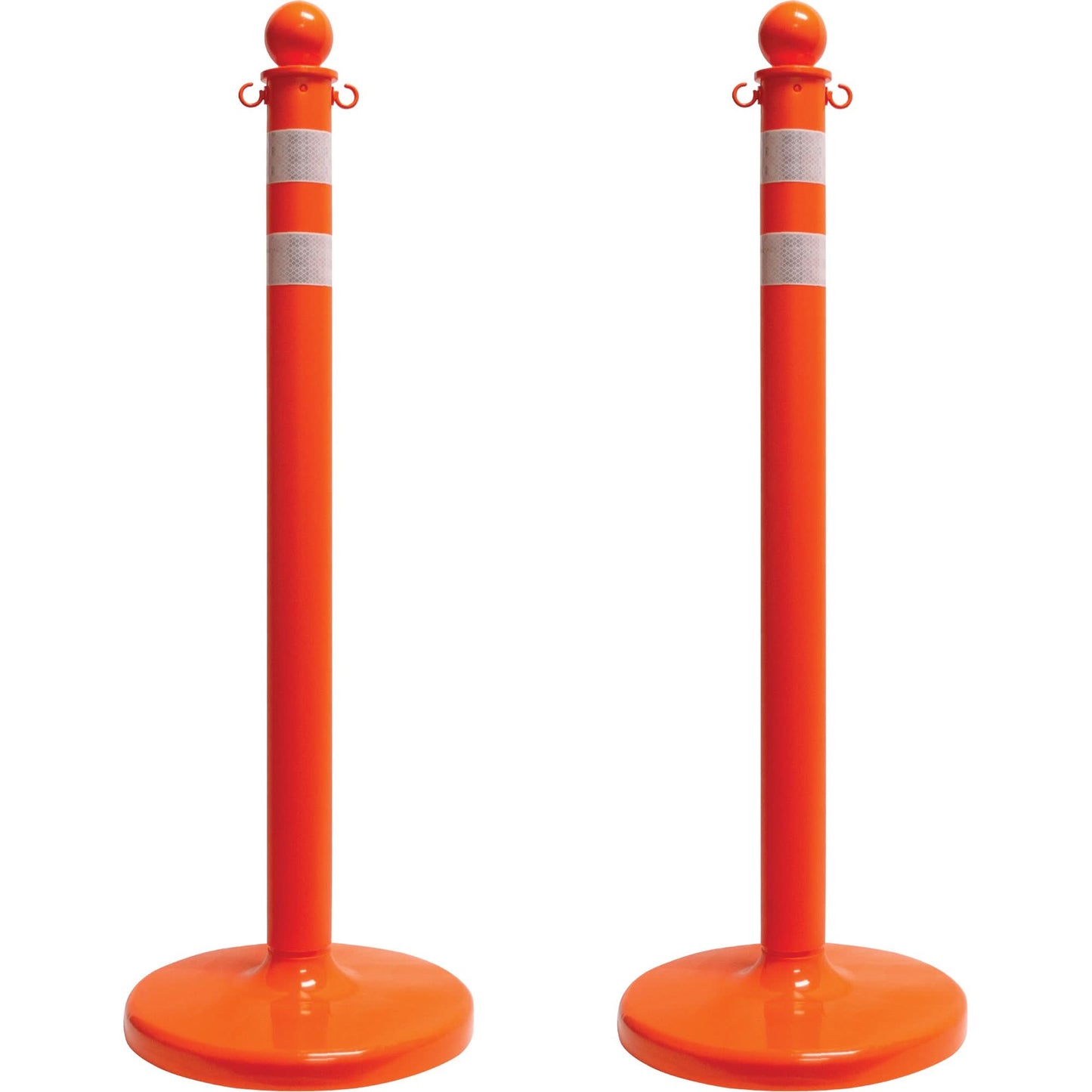 Medium-Duty Reflective Stanchion Set, 40" High, Orange