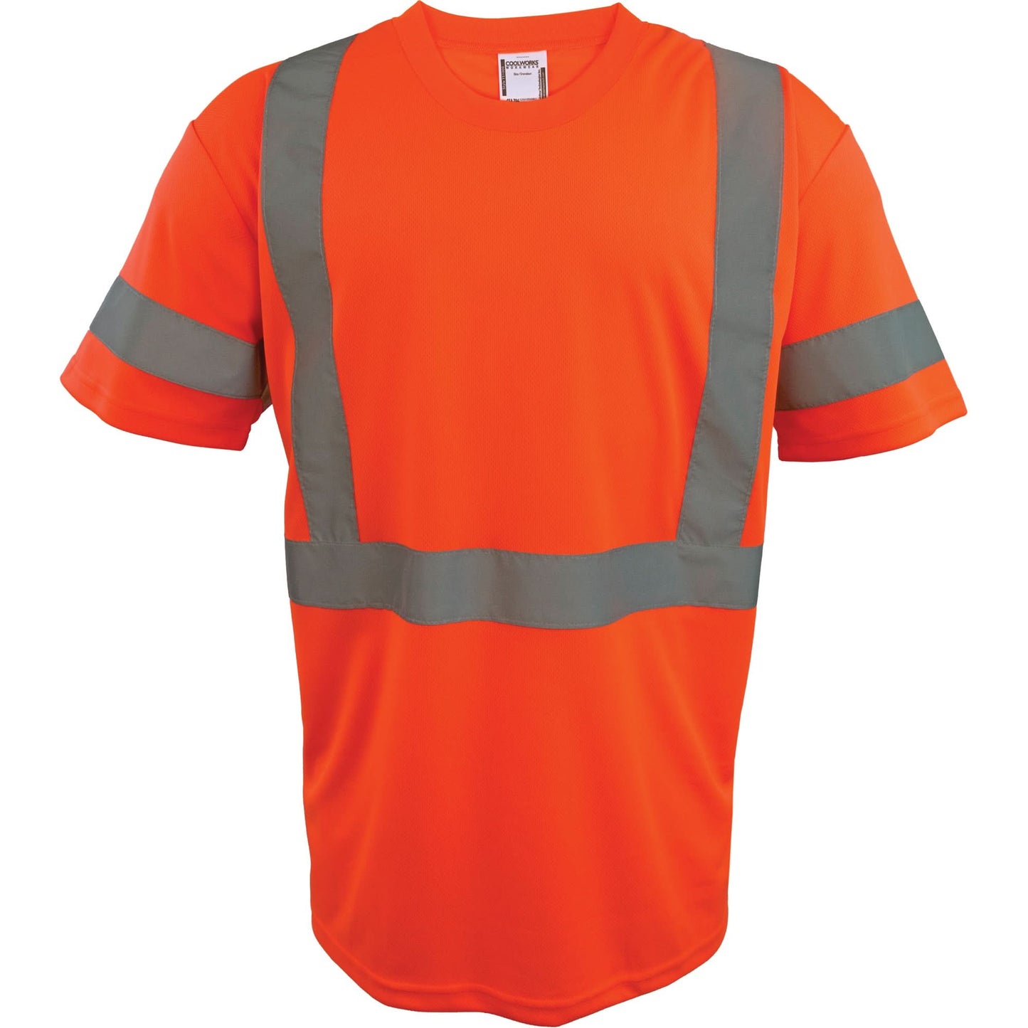 Short Sleeve Safety T-Shirt, Polyester, X-Large, High Visibility Orange
