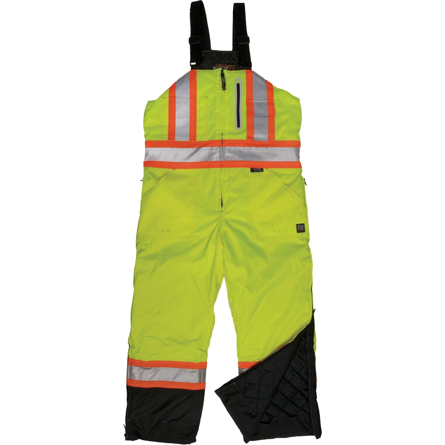 Ripstop Insulated Safety Bib Overall, Polyester, X-Small, High Visibility Lime-Yellow