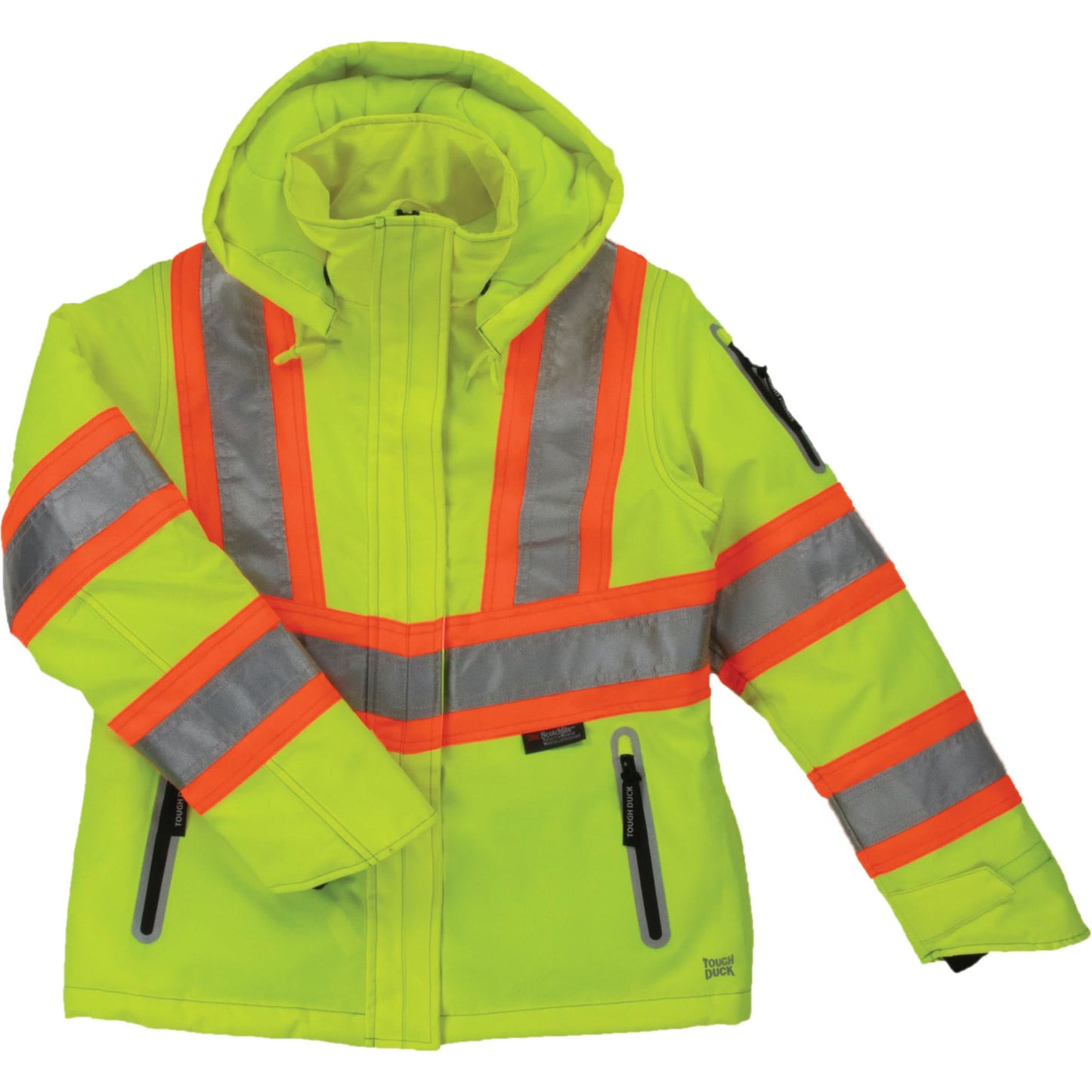 Women’s Insulated Flex Safety Jacket, Polyester, High Visibility Lime-Yellow, X-Large