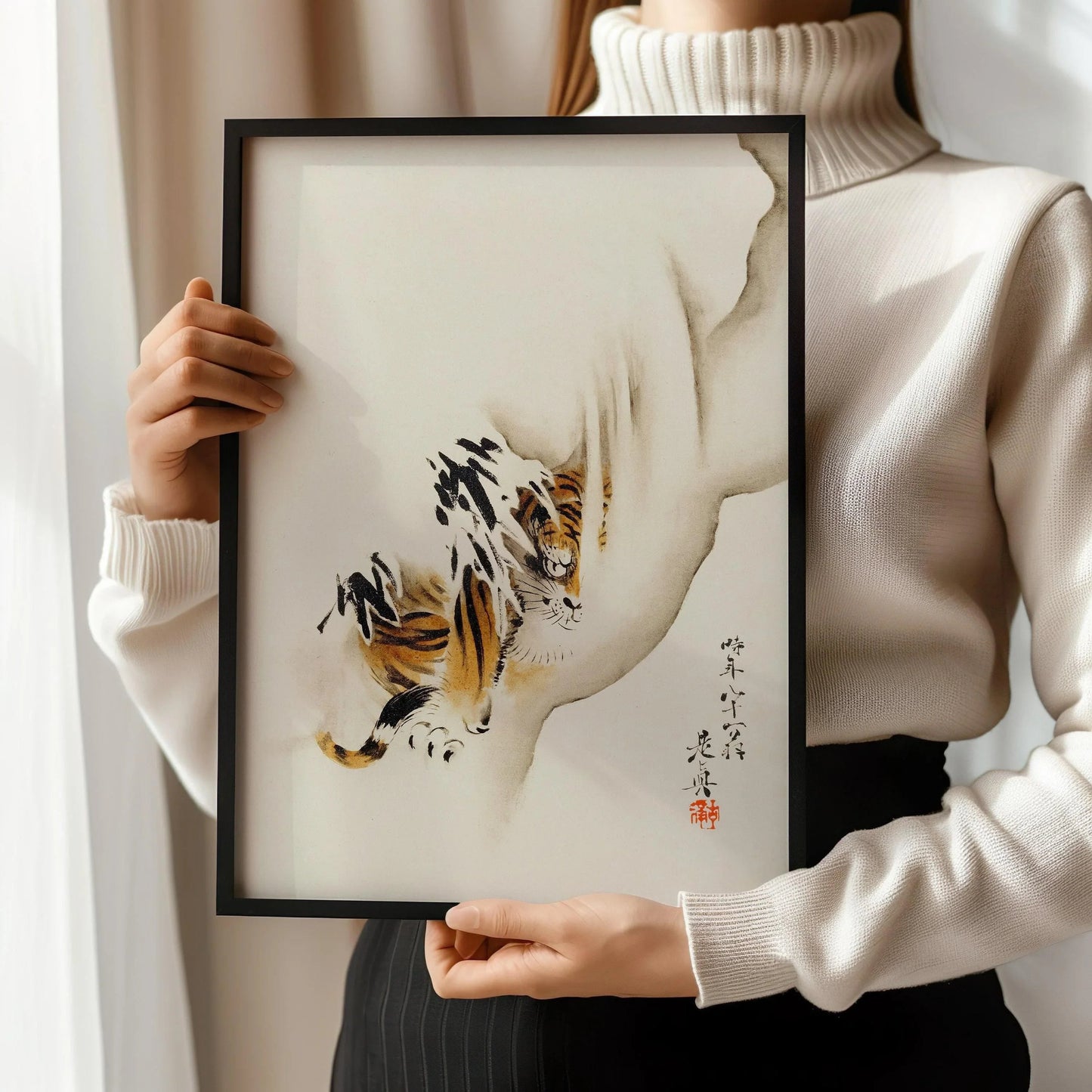 Shibata Zeshin Tiger Print: Vintage Japanese Woodblock Art