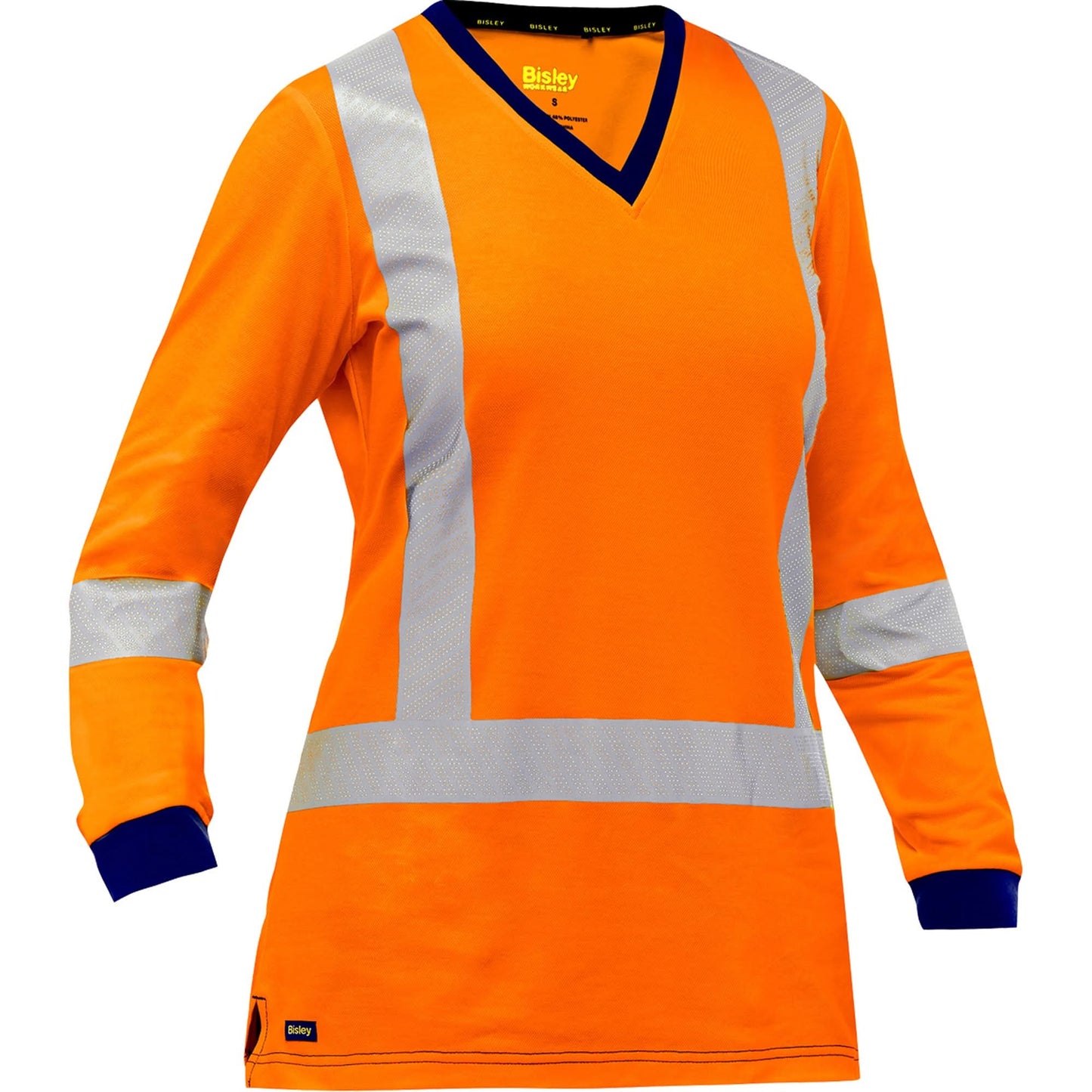 Bisley® Women's X-Back Long Sleeve Shirt, Poly-Cotton, Medium, High Visibility Orange